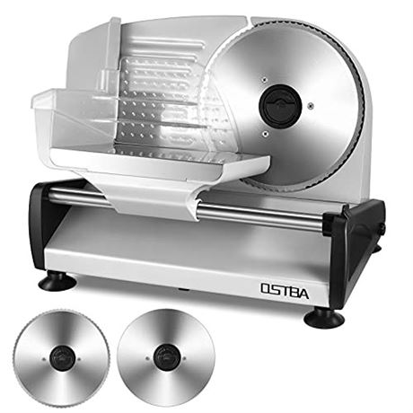 Meat Slicer 200W Electric Deli Food Slicer with 2 Removable 7.5 Stainless Stee
