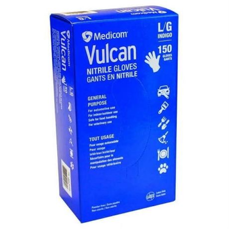 Vulcan Indigo Nitrile Powder-free Gloves - Large - 150 Count