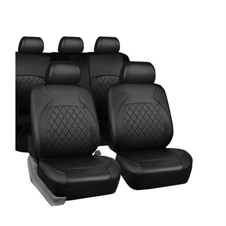 BELOMI Full Set Car Seat Covers Premium Waterproof PU Leather Cushion Protector