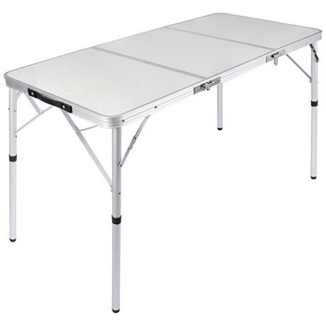 REDCAMP Tri-fold Aluminum Folding Table 4 Foot Lightweight Portable Long Campi