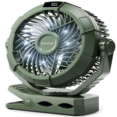 Gaiatop Camping Fan with Light 4000mAh Portable Rechargeable Battery Powered F