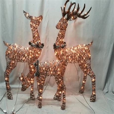 Reindeer Family 3-Piece Light-Up Deer Set