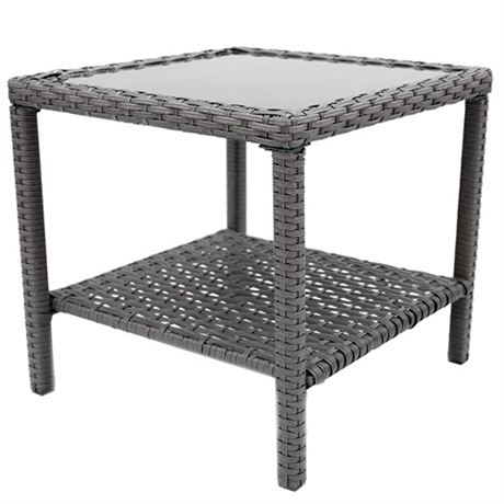 C-Hopetree Small Outdoor Coffee Side End Table for Outside Patio Storage Gray