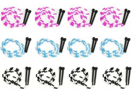 K-Roo Sports 7 Beaded Plastic Segmented Jump Ropes 12-pack Value Bundle