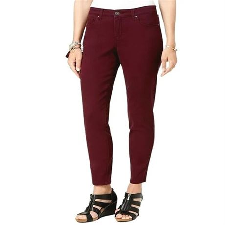Style Co Women Red Mid Rise Tummy Control Curvy-Fit Skinny Leg Jeans Size 6