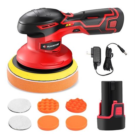 BLACKCUBE Cordless Car Buffer Polisher with 12V 2000mAh Lithium Rechargeable Ba
