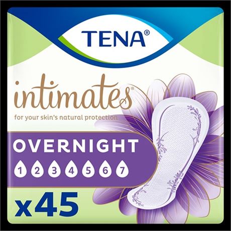 Tena Sensitive Care Extra Coverage Overnight Incontinence Pads  45 Count 2pc