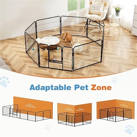 Dog Playpen Indoor - Pet Fence Puppy Exercise Pen for Yard Gate 8 Panel 24 Heig