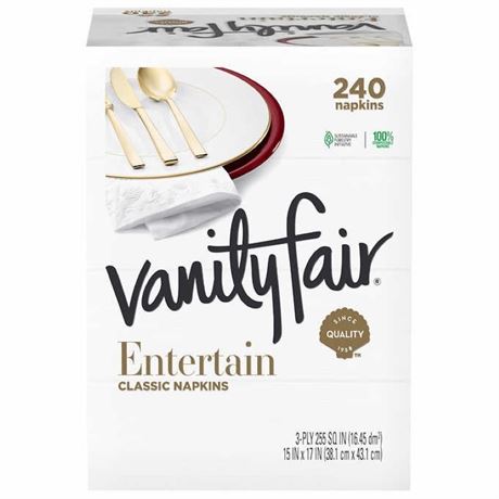 Vanity Fair Entertain Napkin, 3-Ply - 240 Count