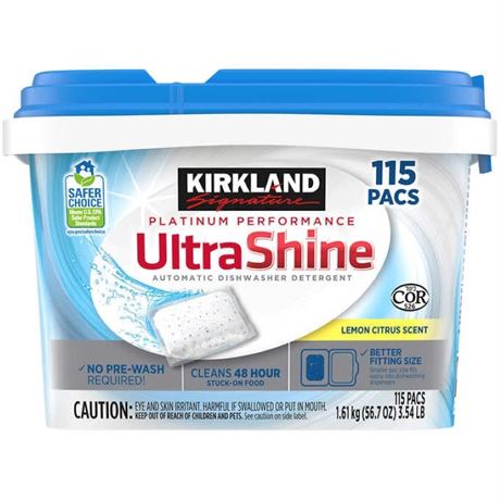 KS Platinum Performance UltraShine Dishwasher Detergent Pacs - 115 Count