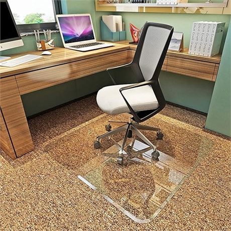 Premium Tempered Glass Chair Mat with Exclusive Beveled Edge
