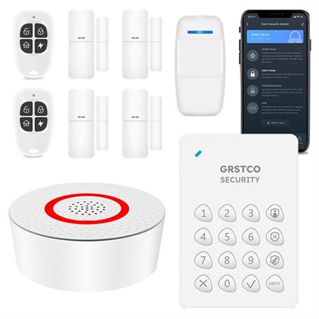GRSICO Wireless Home Alarm System 9-Piece Kit WiFi Alarm System for Home Securi