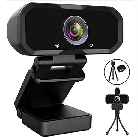 Webcam 1080p HD Computer Camera - Microphone Laptop USB PC Webcam with Privacy