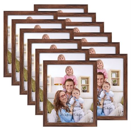 Giftgarden 8x10 Picture Frame Brown Set of 12 Multi Rustic Walnut Wood-Color 8