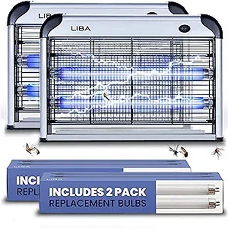 LiBa Electric Bug Zapper (2-Pack) Indoor Insect Killer - (4) Extra Replacement B