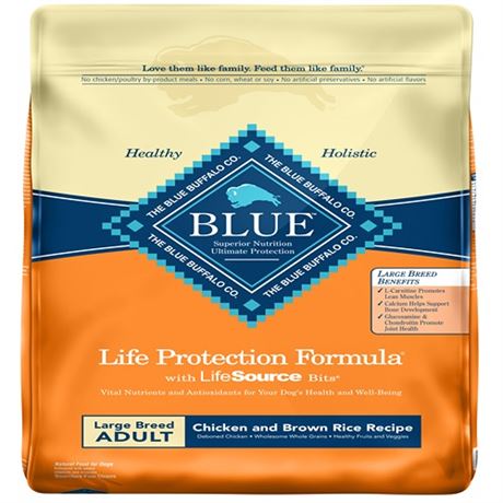 Blue Buffalo BB00038 Large Breed Adult Natural Chicken & Brown Rice- 30 Lbs.