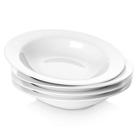 Y YHY Soup Bowls Pasta Bowls Set of 4 White Salad Bowls and Plates 20 Ounces