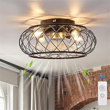 Low Profile Ceiling Fan with Lights 20 Semi Flush LED Fans Light Remote & Sm