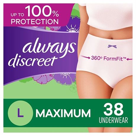 Always Discreet Womens Incontinence and Postpartum Underwear L 38 Ct  CVS