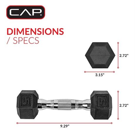 CAP 5lb Coated Hex Dumbbells