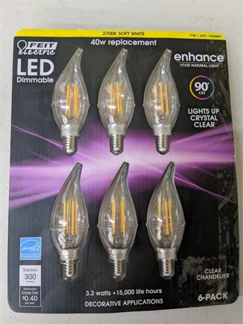 Feit Electric Led Chandelier Bulbs, Soft White - 6 Pack