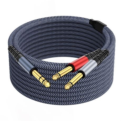 TAISUSAN Insert Cable 50ft 14 Stereo to Dual 14 Mono Cable Stereo Breakout 1