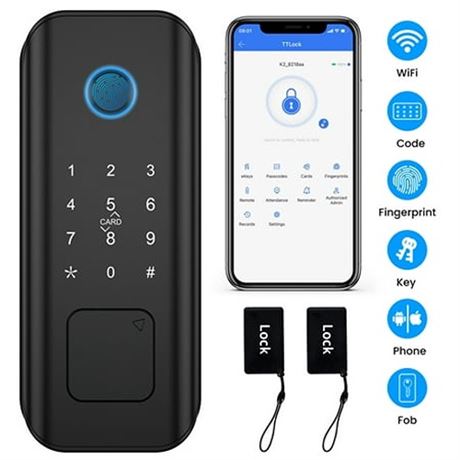 AUOSHI Security Smart Lock Fingerprint Door Latch Keyless Entry Wi-Fi Door Lock