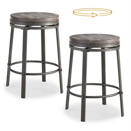 OUllUO 24 Inch Swivel Bar Stools Set of 2 Round Co