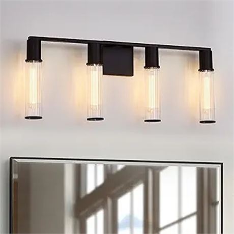 Bathroom Light Fixtures 4-Light Farmhouse Bathroom Vanity Light Black Vanity