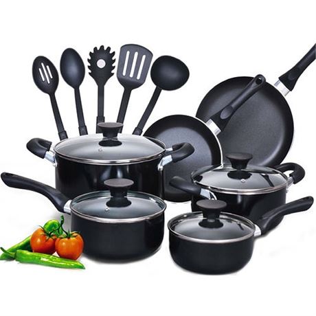 Cook N Home Pots and Pans Nonstick Cooking Set Includes Saucepan Frying Pan Kit