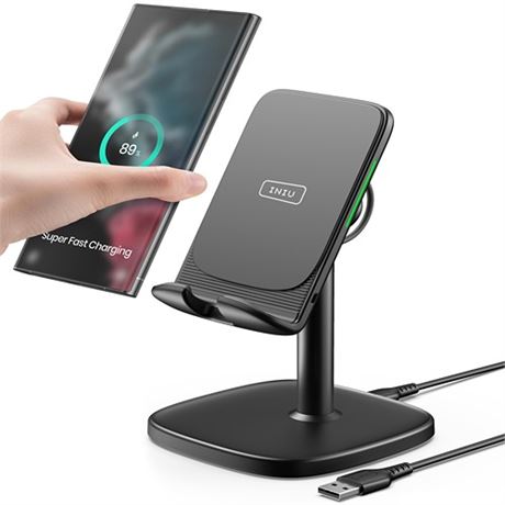 INIU Wireless Charger Stand 15W Fast Wireless Charging Stand Adjustable Angle C