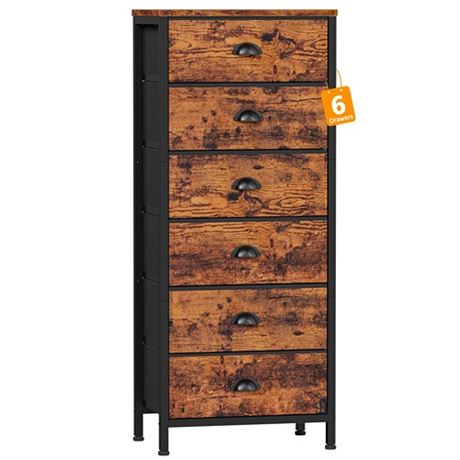 Furnulem Tall Dresser with 6 DrawersVertical End Table and Nightstand for Bedro