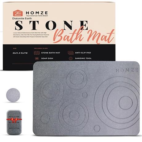 HOMZE Stone Bath Mat Large Natural Super Absorbing