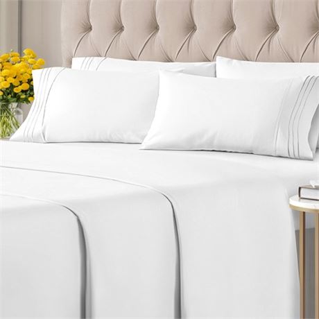 King 6 Piece Sheet Set - Breathable & Cooling Bed Sheets - Hotel Luxury Bed She