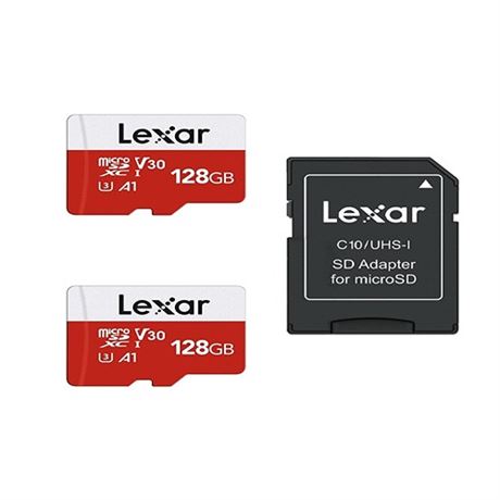 Lexar E-Series 128GB Micro SD Card 2 Pack microSDXC UHS-I Flash Memory Card wit
