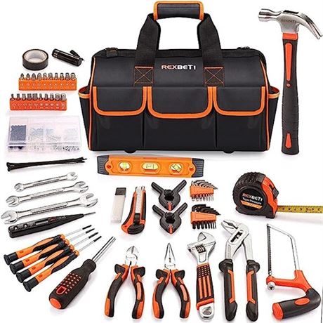 REXBETI 219-Piece Premium Tool Kit with 16 inch Tool Bag Steel Home Repairing T