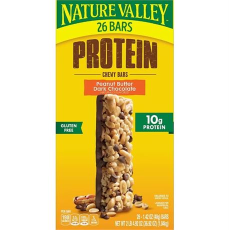 Nature Valley Peanut Butter Chocolate Protein Chewy Bars - 26 Count