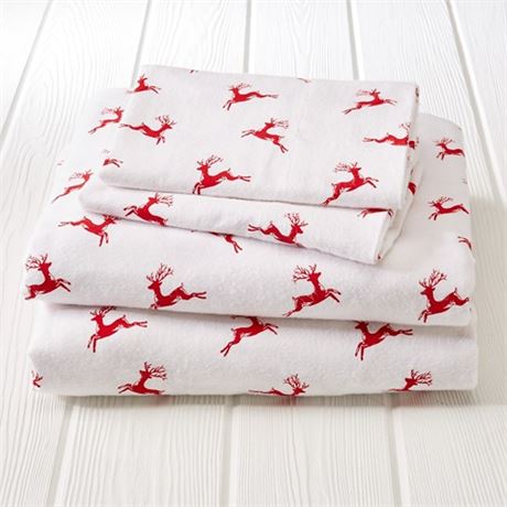 Home Fashion Designs  Sheet Sets Reindeer - Reindeer Cotton Flannel Sheet Set