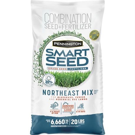 Pennington Smart Seed Northeast Grass Seed and Fertilizer Mix  for Sun to Parti