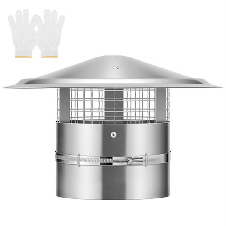 VIVOHOME 6 Cone Top Chimney Cap with Screen Round Roof Rain Chimney Cover Ga