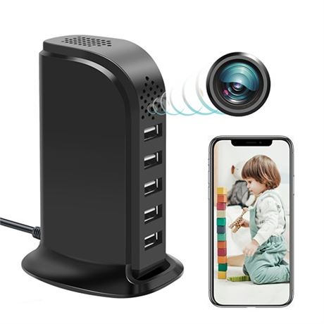 Hidden Camera WiFi USB Charger Spy Camera 5-Port Phone Charger Camera Wireless