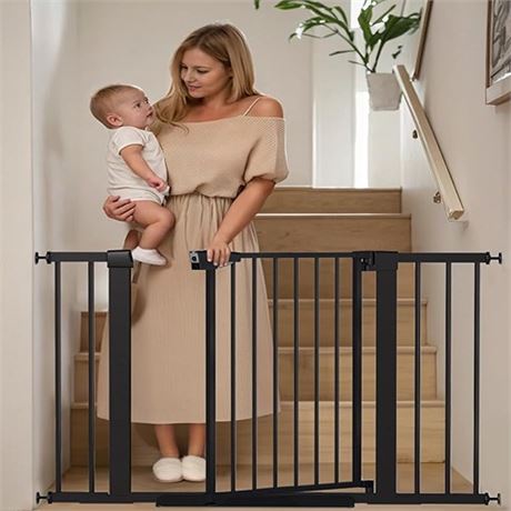 Mumeasy Baby Gate for Stairs 29.6-46 Pressure Mounted Dog Gate for House Aut