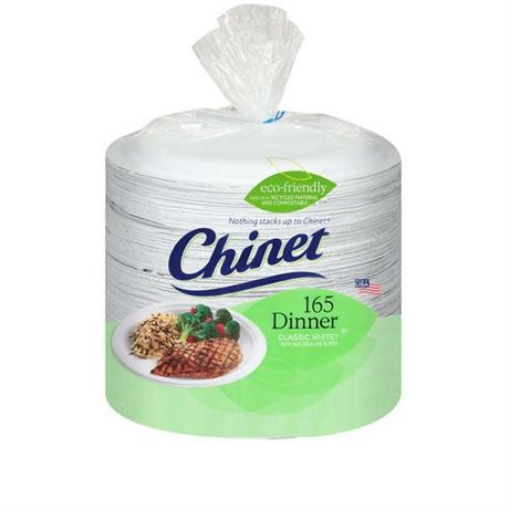 (Mostly Full) Chinet Dinner 10 3/8 in Paper Plate, Classic White - 165 Count