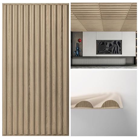 Art3d 2x4 ft Drop Ceiling Tiles in Walnut 12-Sheet Semi-Cylinder Design 3D Wal