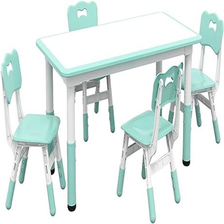 Qaba Kids Table and Chair Set 5 Piece Toddler Table and Chair Set