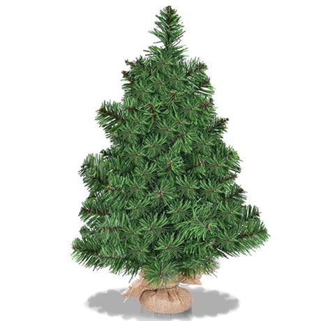 Goplus 2ft Tabletop Mini Christmas Tree Artificial Small Christmas Tree with 6