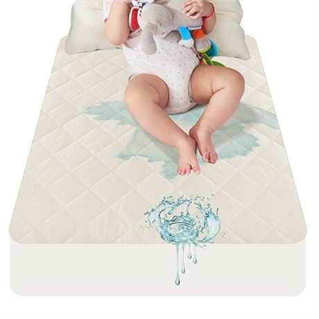 Lofe Organic Cotton Crib Mattress Protector - Top&Side Waterproof 100 Waterpro