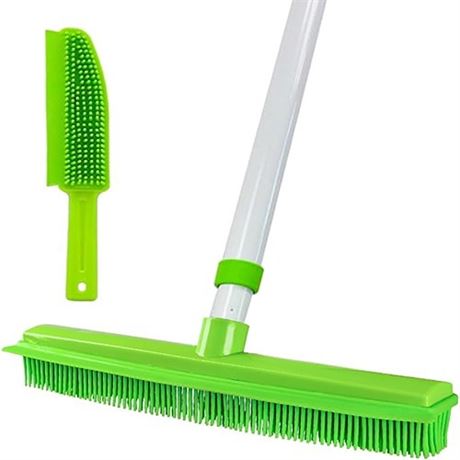 Telescopic Pole Rubber Broom with Soft Bristles Squeegee Edge 60 inches