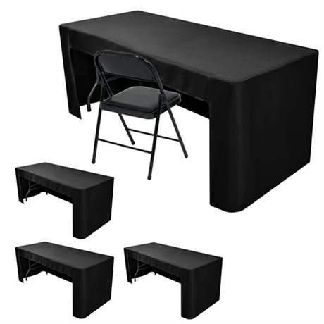 Nasitos 4 Pack Fitted Black Tablecloths for 6 foot