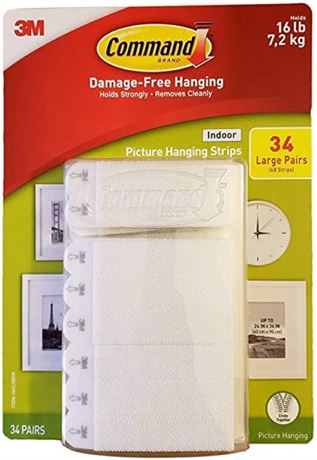 (Repackaged) Command Indoor Picture Hanging Strips - 68 Large Strips
